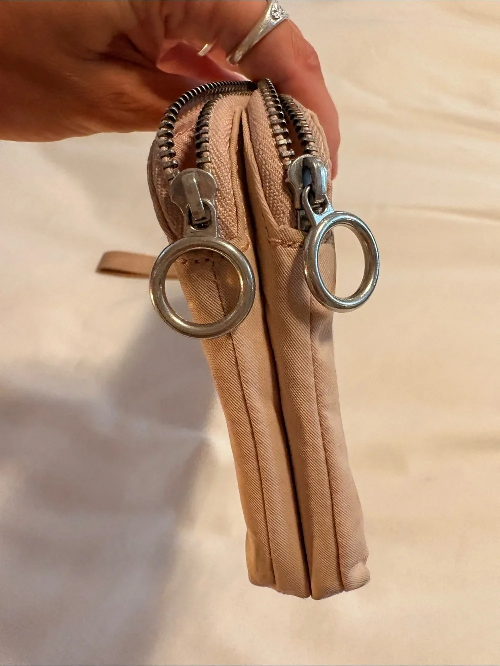 lululemon athletica Tan Wristlet Clutch with Pink Tab